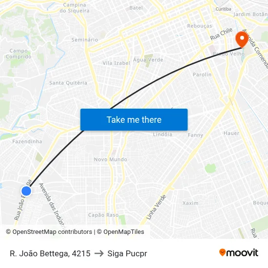 R. João Bettega, 4215 to Siga Pucpr map