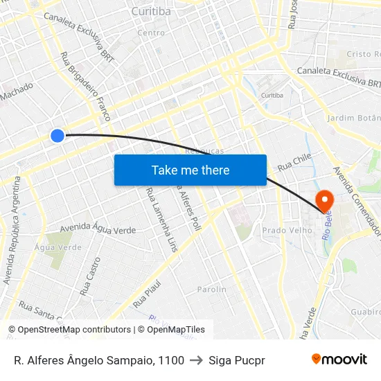 R. Alferes Ângelo Sampaio, 1100 to Siga Pucpr map