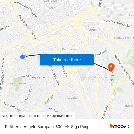 R. Alferes Ângelo Sampaio, 600 to Siga Pucpr map