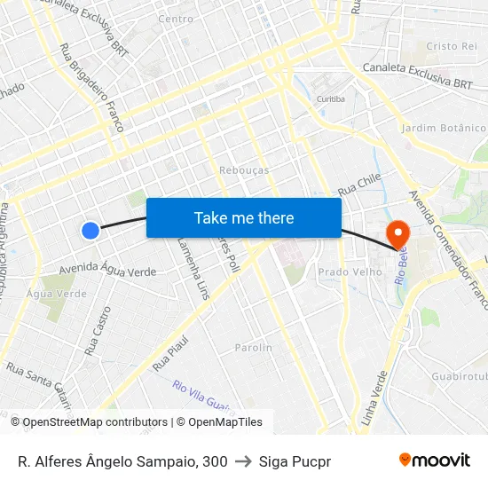 R. Alferes Ângelo Sampaio, 300 to Siga Pucpr map