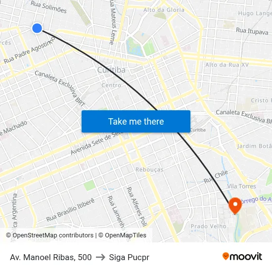 Av. Manoel Ribas, 500 to Siga Pucpr map