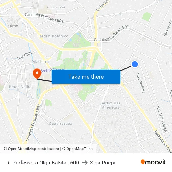 R. Professora Olga Balster, 600 to Siga Pucpr map