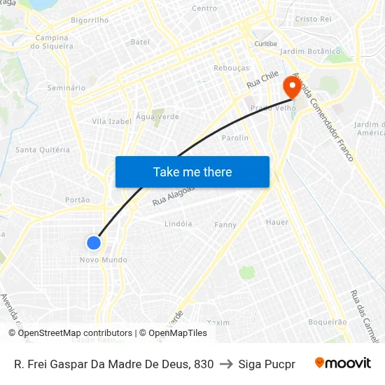 R. Frei Gaspar Da Madre De Deus, 830 to Siga Pucpr map