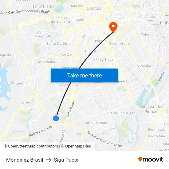 Mondelez Brasil to Siga Pucpr map