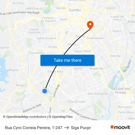 Rua Cyro Correia Pereira, 1-247 to Siga Pucpr map