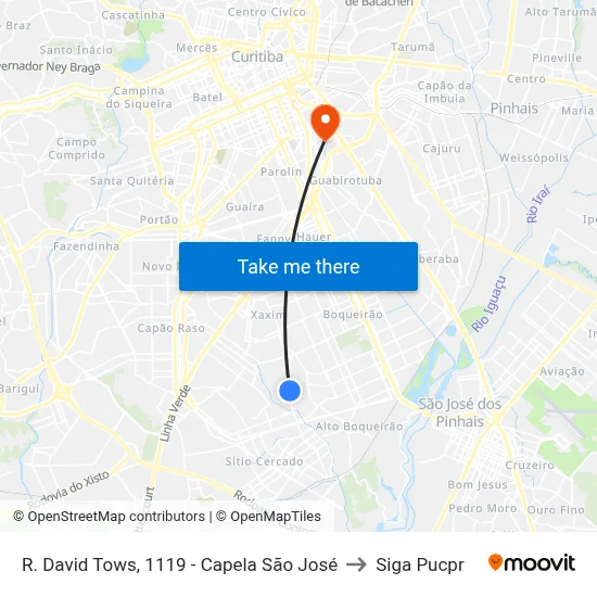 R. David Tows, 1119 - Capela São José to Siga Pucpr map