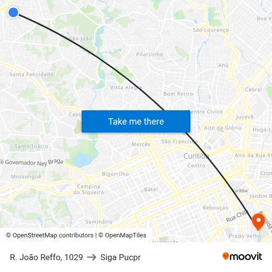 R. João Reffo, 1029 to Siga Pucpr map
