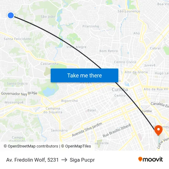 Av. Fredolin Wolf, 5231 to Siga Pucpr map