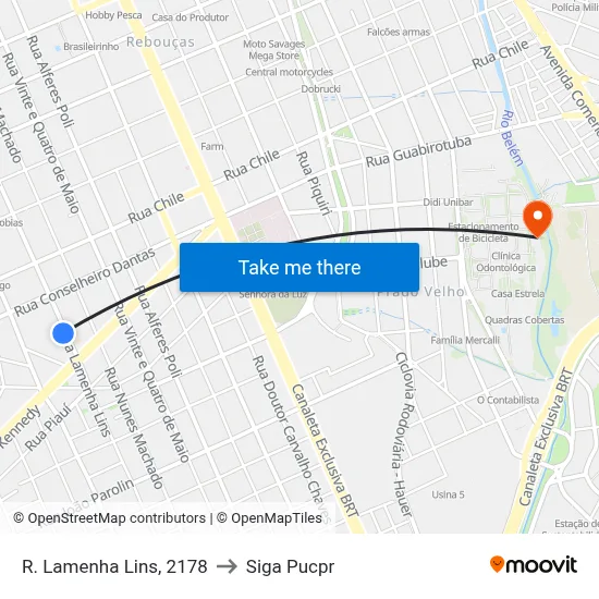 R. Lamenha Lins, 2178 to Siga Pucpr map