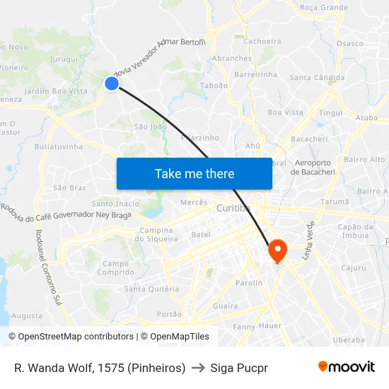 R. Wanda Wolf, 1575 (Pinheiros) to Siga Pucpr map