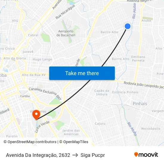 Avenida Da Integração, 2632 to Siga Pucpr map