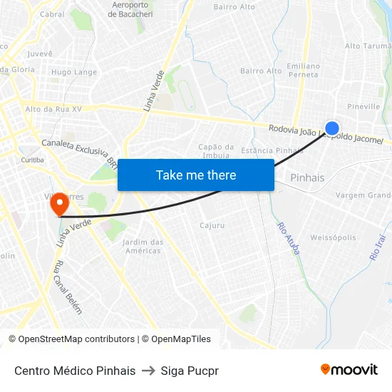 Centro Médico Pinhais to Siga Pucpr map