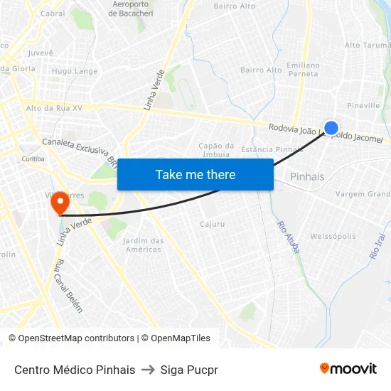 Centro Médico Pinhais to Siga Pucpr map