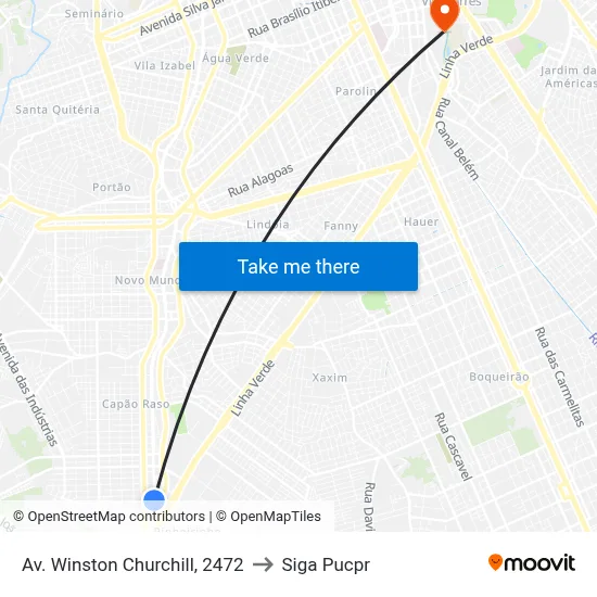 Av. Winston Churchill, 2472 to Siga Pucpr map