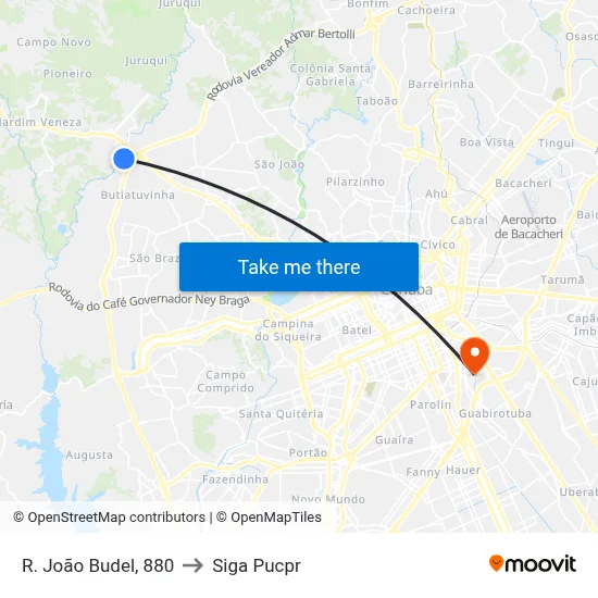 R. João Budel, 880 to Siga Pucpr map
