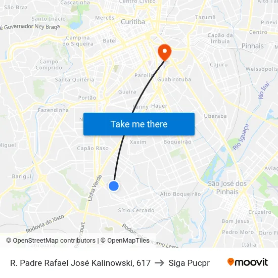 R. Padre Rafael José Kalinowski, 617 to Siga Pucpr map