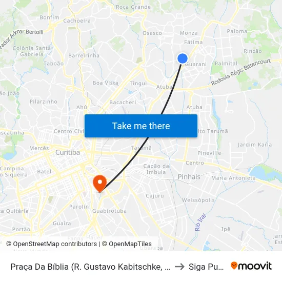 Praça Da Bíblia (R. Gustavo Kabitschke, 1082) to Siga Pucpr map