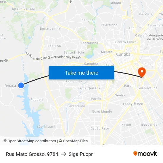 Rua Mato Grosso, 9784 to Siga Pucpr map
