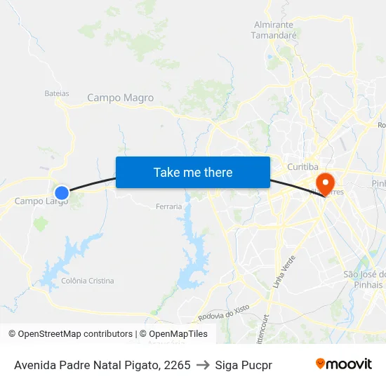 Avenida Padre Natal Pigato, 2265 to Siga Pucpr map