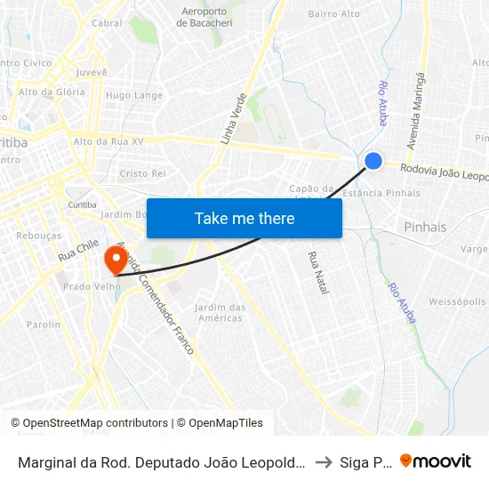Marginal da Rod. Deputado João Leopoldo Jacomel, 13328 to Siga Pucpr map