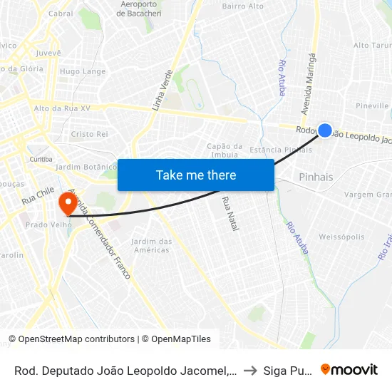 Rod. Deputado João Leopoldo Jacomel, 12162 to Siga Pucpr map