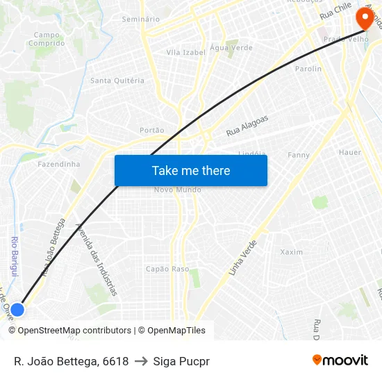R. João Bettega, 6618 to Siga Pucpr map