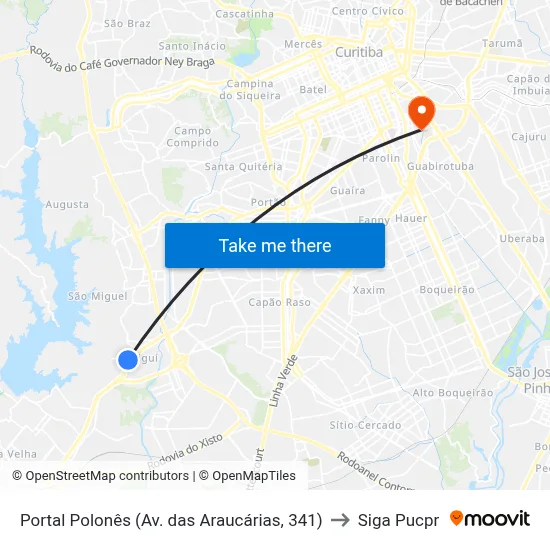 Portal Polonês (Av. das Araucárias, 341) to Siga Pucpr map