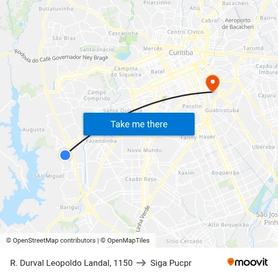R. Durval Leopoldo Landal, 1150 to Siga Pucpr map