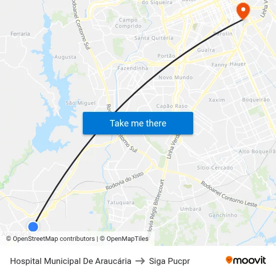 Hospital Municipal De Araucária to Siga Pucpr map