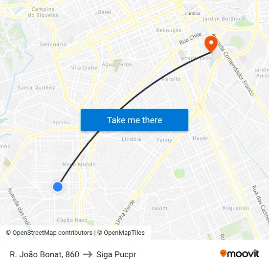 R. João Bonat, 860 to Siga Pucpr map