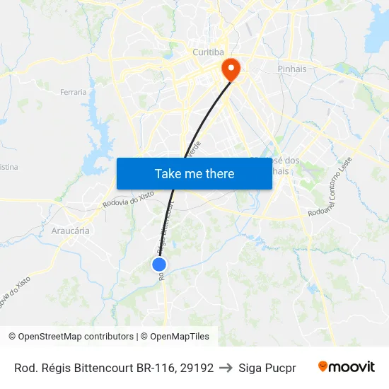 Rod. Régis Bittencourt BR-116, 29192 to Siga Pucpr map