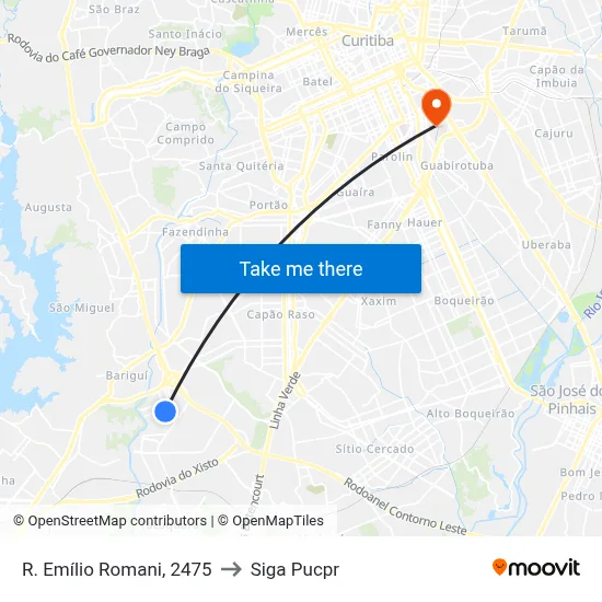 R. Emílio Romani, 2475 to Siga Pucpr map