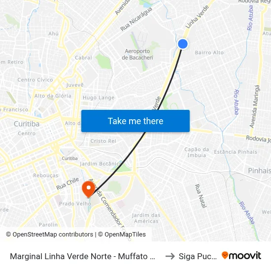 Marginal Linha Verde Norte - Muffato Max to Siga Pucpr map
