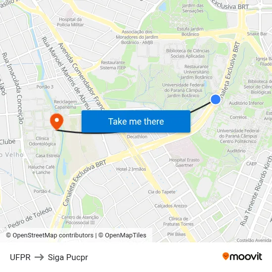 UFPR to Siga Pucpr map