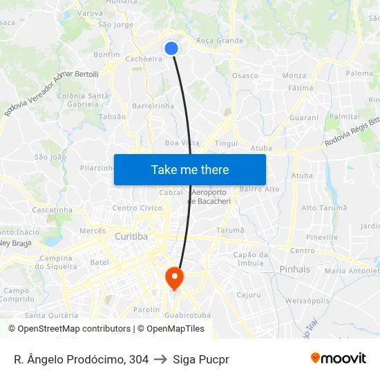 R. Ângelo Prodócimo, 304 to Siga Pucpr map