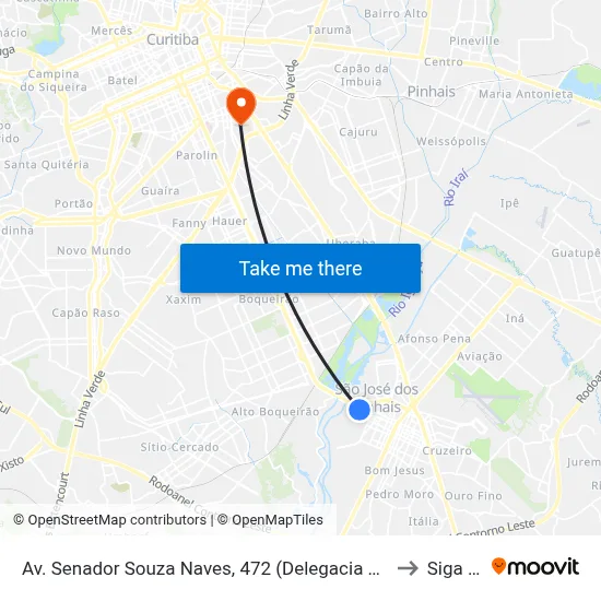 Av. Senador Souza Naves, 472 (Delegacia da Mulher e do Adolescente) to Siga Pucpr map