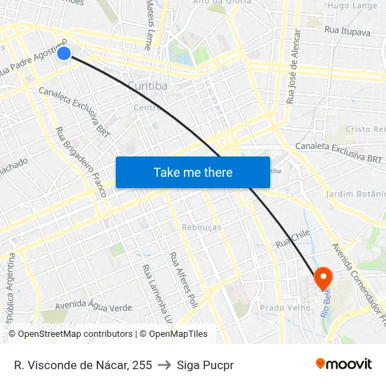 R. Visconde de Nácar, 255 to Siga Pucpr map