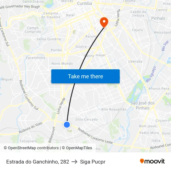 Estrada do Ganchinho, 282 to Siga Pucpr map