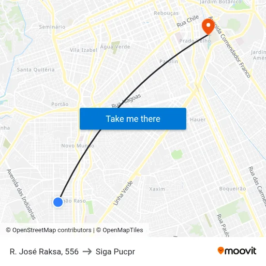R. José Raksa, 556 to Siga Pucpr map