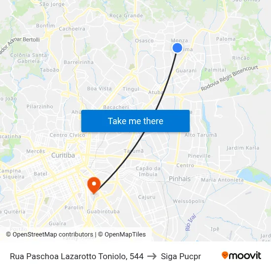 Rua Paschoa Lazarotto Toniolo, 544 to Siga Pucpr map