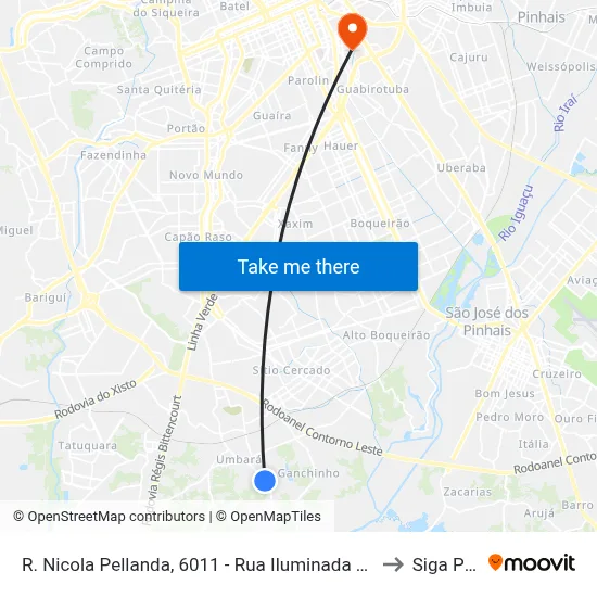 R. Nicola Pellanda, 6011  - Rua Iluminada Família Moletta to Siga Pucpr map