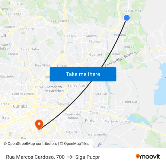 Rua Marcos Cardoso, 700 to Siga Pucpr map