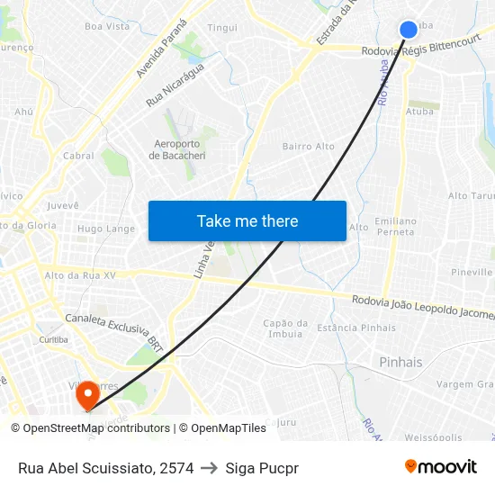 Rua Abel Scuissiato, 2574 to Siga Pucpr map