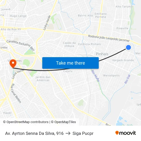 Av. Ayrton Senna Da Silva, 916 to Siga Pucpr map