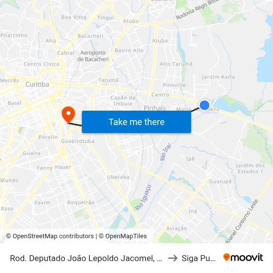 Rod. Deputado João Lepoldo Jacomel, 9054 to Siga Pucpr map