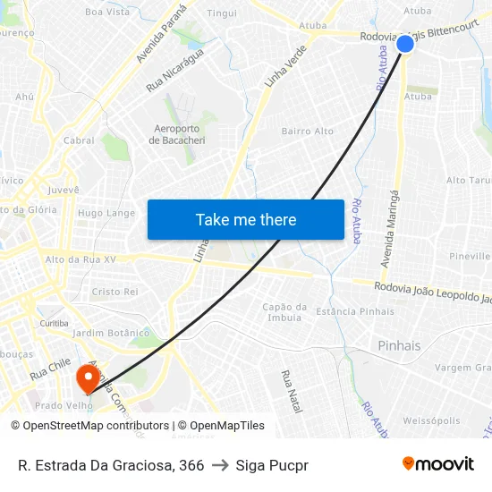 R. Estrada Da Graciosa, 366 to Siga Pucpr map