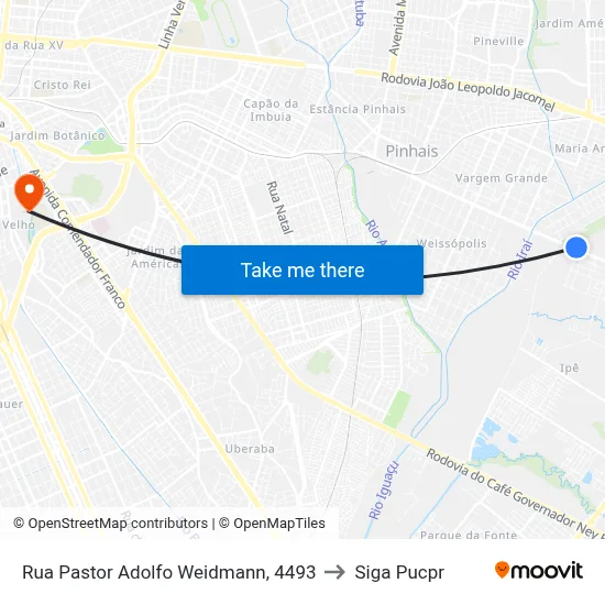 Rua Pastor Adolfo Weidmann, 4493 to Siga Pucpr map