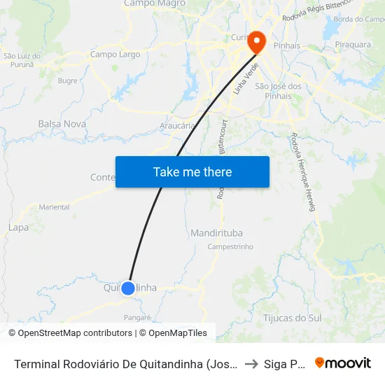 Terminal Rodoviário De Quitandinha (José Steff Filho) to Siga Pucpr map