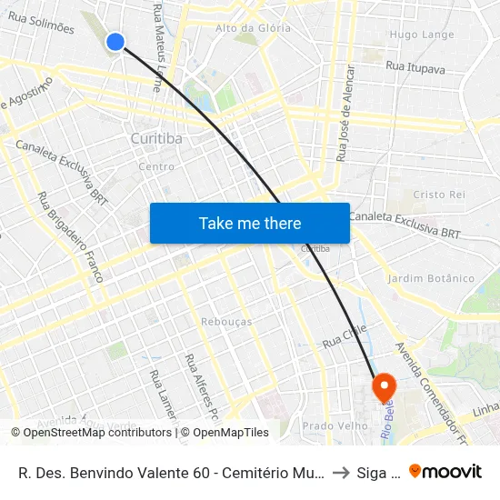 R. Des. Benvindo Valente 60 - Cemitério Municipal São Francisco de Paula to Siga Pucpr map