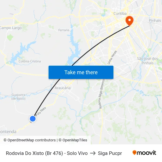 Rodovia Do Xisto (Br 476) - Solo Vivo to Siga Pucpr map